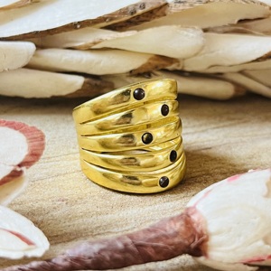 Trendy Design Tiger Eye <b>Ring</b> Boho Brass <b>Rings</b> Women 18k Gold Plated Multi Layered <b>Statement</b> Band Fashion Jewelry Wholesale/OEM - Product Image 6