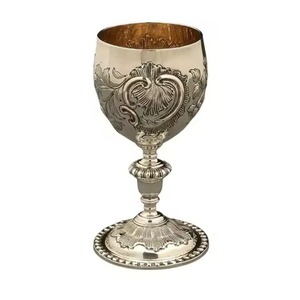 Premium Crafted Metal <b>Wine</b> <b>Goblet</b> Detailed Engraved Chalice Stylish Drinking Cup Classic Barware Wedding Decor Piece - Product Image 2