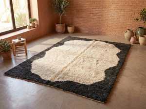 Tapis berbère marocain Beni Ourain noué à la main, 100% laine, géométrique, style bohème, sur mesure, vente en gros - Product Image 4