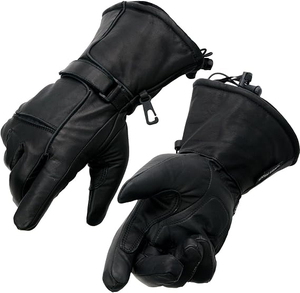 Gants de moto en cuir noir pour homme Samroz Sports avec textile et cuir - Product Image 1