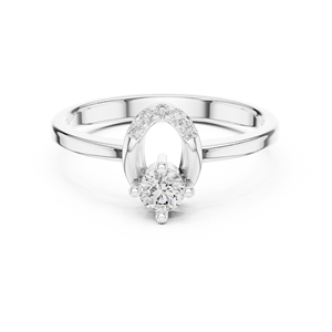 Luxury Round Cut Moissanite Cluster Engagement Ring 18K Yellow Gold Alloy <b>Horseshoe</b> Prong Setting Bridal Ring for Women - Product Image 6