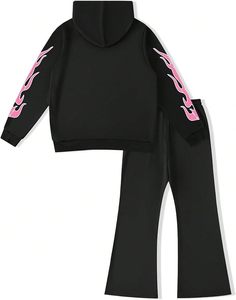 Conjunto Deportivo de 2 Piezas para Hombre, Sudadera con Capucha y Estampado Gráfico Y2K de Manga Larga y Pantalones Deportivos Acampanados - Product Image 2