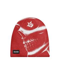 Gorro de Invierno Unisex con Estampado de Calavera en Blanco y Negro, Estilo Urbano, 56-58CM, Tejido por Computadora con Impresión por Sublimación - Product Image 5