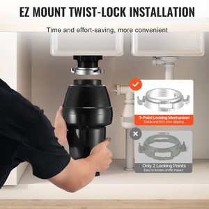 Dissipatore di Rifiuti Alimentari a Caricamento Continuo da 3/4 HP # Sistema EZ Connect da 3250 RPM con Riduzione del Rumore # Tipi di prese UK/US - Product Image 5