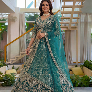 Wholesale Women's Traditional Indian Ethnic Wear Pakistani Lehenga Choli Party Recycled Materials Butterfly <b>Net</b> <b>Fabric</b> - Product Image 1