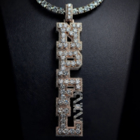 Pendentifs de mariage/fiançailles en or jaune 10 carats, diamants taillés, style vintage IGI/juvelerie de laboratoire, unisexe, pour bijoux hip-hop et rap