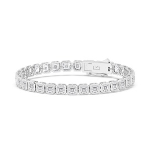 Asscher Cut Bezel <b>Set</b> Lab Grown Diamond Tennis Bracelet 17.61 CTW 9K Rose Gold - Product Image 4