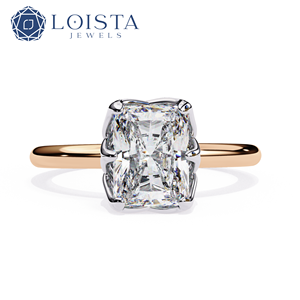 Anillo de Diamantes Cultivados en Laboratorio con Corte Radiante de 1-5 Quilates, Chapado en Oro Blanco de 14K/18K, 4 Puntas, Color E, VVS1-VS2, Anillo de Diamantes de Lujo para Mujer - Product Image 1