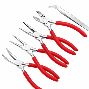 MANAN INSTRUMENTS Juego de Pinzas Redondas de Acero Inoxidable para Joyería con Mangos Rojos para Manualidades, 5 Piezas, Incluye Pinzas - Product Image 5