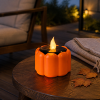 Bougie LED sans flamme à énergie solaire en forme de citrouille d'Halloween avec effet de flamme vacillante pour la décoration extérieure de jardin, de patio et de table de fête