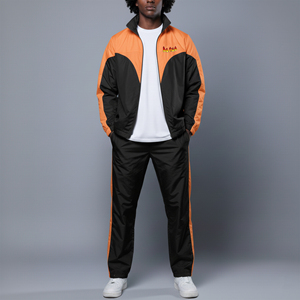 Custom Men Nylon <b>Waterproof</b> <b>Tracksuit</b> Breathable Sports Wear Zipper Side Pocket OEM Wholesale Comfortable Gym Suit - Product Image 1