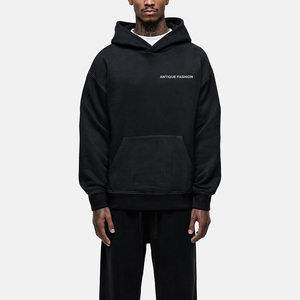 Vente en gros de sweats à capuche unisexes surdimensionnés, épais, 100% coton, personnalisables, style streetwear pour hommes, effet délavé à l'acide, par Antique Fashion - Product Image 1