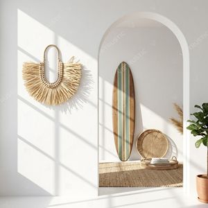 Boho Palm Leaf <b>Wall</b> Hanging Decor U Arch Fringe Hanging Ornament Grass <b>Tapestry</b> Beaded <b>Wall</b> Art Interior Home Decoration - Product Image 5