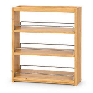 Organisateur de rangement de cuisine moderne en bois d'hévéa, tiroirs à trois niveaux, durable, écologique, multifonctionnel, couleur personnalisable - Product Image 1