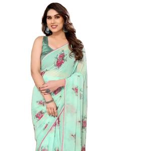 Georgette lourde avec chemisier Bangalore avec sari en dentelle pour femmes vente en ligne - Product Image 1