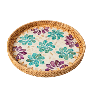 Magnifique ensemble de 3 plateaux en rotin nacre faits à la main, assiettes gigognes en osier, organiseur décoratif, vente en gros - Product Image 3