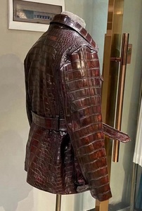 Custom <b>Men's</b> Luxury Embossed Leather <b>Jacket</b> Coat Genuine Cowhide Safari <b>Field</b> Coat Outerwear <b>for</b> Winter - Product Image 4