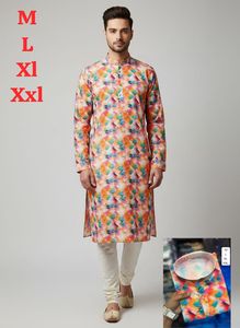 Kurta payjama de algodón grueso premium para hombre con elegante estampado digital - Product Image 6