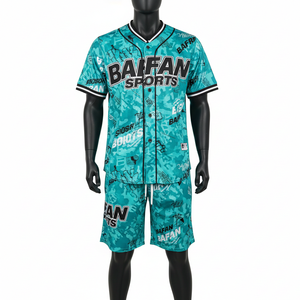 Ensemble de shorts de baseball pour hommes, tissu en maille polyester respirant de qualité supérieure, 160 GSM, couleur turquoise, impression par sublimation personnalisée pour ensemble de shorts homme - Product Image 6