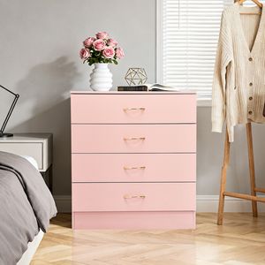 Cassettiera a 4 cassetti in rovere massiccio, 66x33x77 cm, moderna e tradizionale, con maniglie rosa oro finto, per camera da letto - Product Image 1