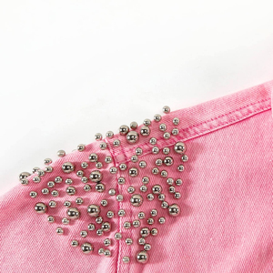 OEM Men's Winter Denim <b>Rhinestone</b> Stand Collar <b>Jacket</b> with Front Logo Custom Embellished for Wholesale - Product Image 3