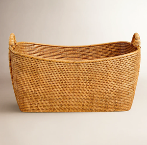 Panier à linge en rotin naturel fait main avec poignées, grand panier de rangement, organisateur pour la maison - Product Image 1