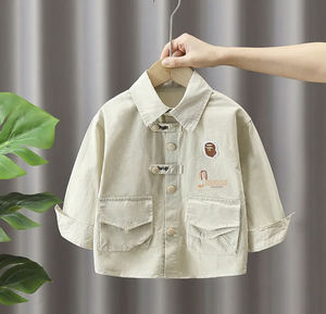 Camisa Casual de Manga Larga para Niños, Transpirable, Ecológica, de Alta Calidad, con Estampado de Dibujos Animados, con Botones, 100% Algodón, para Verano - Product Image 1