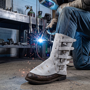 Wholesale Flame Retardant Cowhide Split Leather Spats Welder Safety Body Protection <b>Clothing</b> with Hand Protection Features - Product Image 6