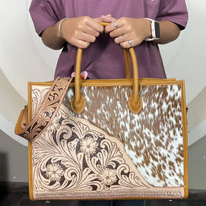 Bolso Tote de Cuero para Mujer, Diseño Floral Tallado a Mano, Cuero Vacuno, Gran Capacidad, para Uso Diario, Último Modelo 2026 - Product Image 4