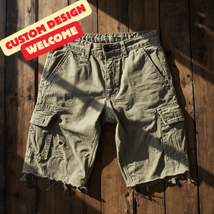 Shorts en coton délavé pour hommes, style streetwear décontracté, avec personnalisation OEM ODM - Product Image 5