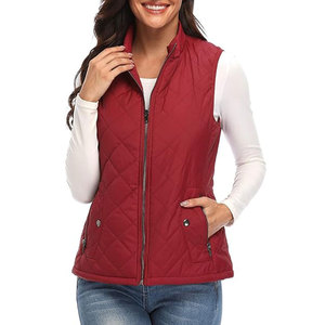 Gilet matelassé vert olive pour femme avec col montant et fermeture éclair, coupe-vent, vêtement d'extérieur décontracté - Product Image 3