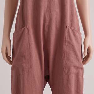 Conjuntos de lona ecológicos para mujer con logotipo personalizado bordado, mono ajustado de cintura alta, diseño de gabardina, color sólido, transpirable - Product Image 4