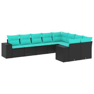 Ensemble de canapés de patio en polyrotin noir, 9 pièces, avec coussins, meubles d'extérieur élégants - Product Image 2