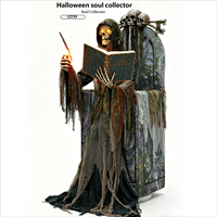 Décoration Lumineuse Mécanique de Grande Taille pour Halloween : Figurine Squelette Collecteur d'Âmes – Accessoire de Scène pour Maison Hantée