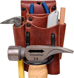 Bolsa de herramientas de cuero con bolsillos para guardar martillos y herramientas - Product Image 1