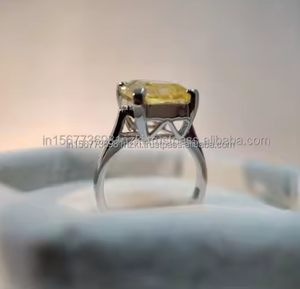 Anillo para mujer, anillo ajustable de Plata de Ley 925 con circón, joyería elegante de piedras preciosas amarillas, Idea de regalo para el Día de San Valentín - Product Image 3