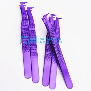 Ensemble de pinces à cils RMI Purple Eyelash Extension avec étui magnétique de couleur violette, étiquette privée, pinces en acier inoxydable de haute qualité - Product Image 3
