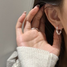 S925 sterling <b>silver</b> Korean fashion <b>wave</b> simple texture twist line <b>ring</b> INS style fashionable personality <b>ring</b> wholesale - Product Image 3