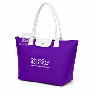 Bolsa de mano personalizada del Consejo NCNW, morada y blanca, con logotipo bordado, de uso diario, gran capacidad, de cuero, para mujer - Product Image 2