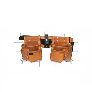 Professional Leather <b>Tool</b> <b>Belt</b> With Multiple Pockets And Metal Clips For Craftsmen - Product Image 1