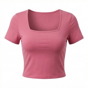 เสื้อครอปท็อปผ้าฝ้ายสีตามสั่งสำหรับผู้หญิง ทรงเข้ารูป ระบายอากาศได้ดี เหมาะสำหรับโยคะ สตรีทแวร์ ฟิตเนส ออกกำลังกาย เสื้อยืดแอคทีฟแวร์ - Product Image 1