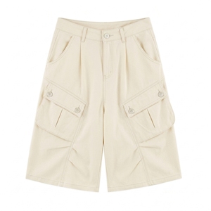 Pantalones Cortos de Mezclilla Unisex Estilo Urbano al por Mayor, Silueta Holgada de Verano, Acabado Lavado, Cintura Media, Vintage, Dobladillo sin Rematar, Diseño con Bolsillos Grandes - Product Image 1