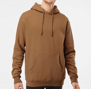Sweat-shirt à capuche pour homme avec logo personnalisé, en coton molletonné brun, coupe classique, poche avant, imprimé, vêtement décontracté pour l'automne - Product Image 4