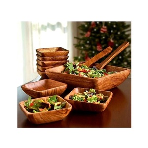 Ensaladera de Madera de Acacia Premium para Servir Verduras, Frutas, Pan y Bocadillos, con un Toque Rústico Moderno para el Hogar - Product Image 5