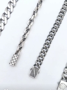 Bracelet pour homme en argent 925 plaqué rhodium, style vintage, maillons cubains avec motif dragon, chaîne classique, bracelet jonc pour usage quotidien - Product Image 2
