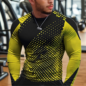 เสื้อรัดกล้ามเนื้อแขนยาว MMA พิมพ์โลโก้ด้านหน้าตามสั่ง รับผลิตแบบ OEM แบรนด์ส่วนตัว โพลีเอสเตอร์ 100% 180 กรัม เป็นมิตรต่อสิ่งแวดล้อม - Product Image 3