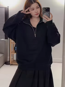 Sudadera Deportiva de Invierno-Primavera con Logotipo de Letras - Corte Holgado - Unisex - Conjunto con Cierre de 1/4 - Product Image 6