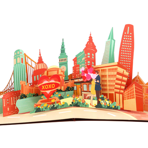 Wholesale 3D Pop Up <b>Card</b> Love Story In San Francisco Custom Love Travel 3D Greeting <b>Card</b> Offset Printing Special For Love Couple - Product Image 3