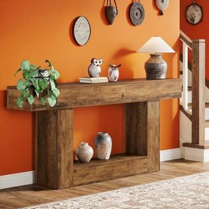 Consolle a 2 livelli in legno per ingresso e divano, ideale per l'arredamento della casa - Product Image 1