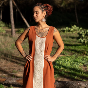 Vestido Tribal de Verano, Estilo Bohemio, de Algodón con Flecos, Estampado a Mano, Sin Mangas, Cuello Redondo, Atuendo Boho para Mujer - Product Image 1